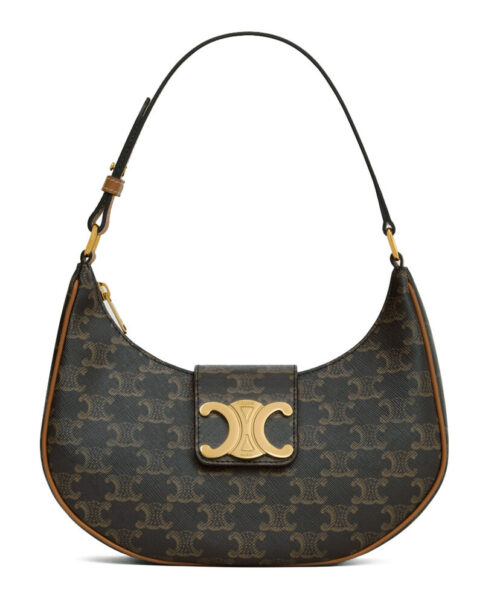 Celine Ava Triomphe Medium Bag With Logo Print 114492 Coffee